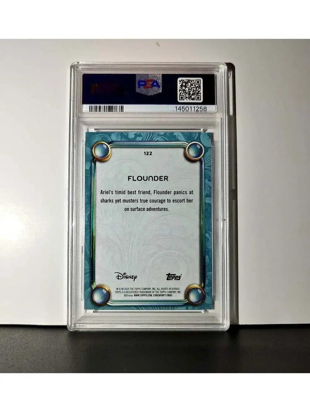 Flounder 2025 Topps Disney Wonder #122 Diamond Card The Little Mermaid PSA 7